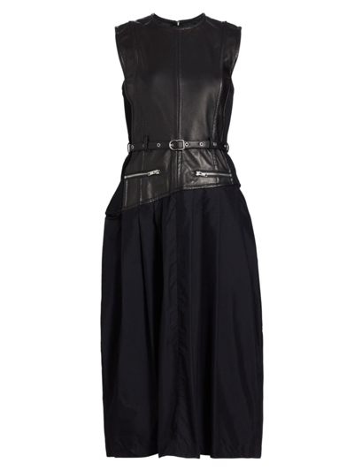 3.1 Phillip Lim / フィリップ リム Women's Leather Bodice Combo Dress In Black