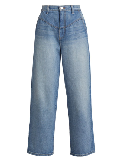 Brandon Maxwell Olivia High-waisted Wide-leg Jeans In Medium Wash