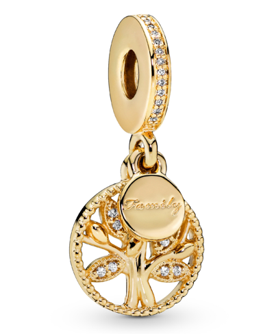 Pandora Cubic Zirconia Sparkling Family Tree Dangle Charm In Gold