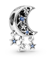 Pandora Moments Sterling Silver Star And Crescent Moon Charm In Multicolor