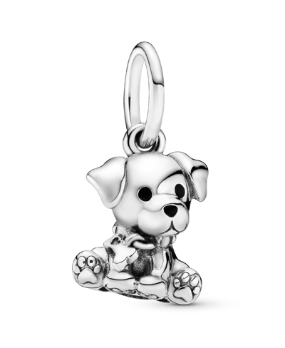 Pandora Sterling Silver Labrador Puppy Dog Dangle Charm In Black