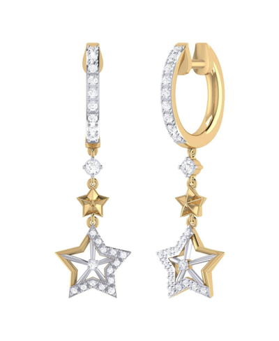 Luvmyjewelry Little Star Lucky Star Diamond Hoop Earrings In 14k Yellow Gold Vermeil On Sterling Sil