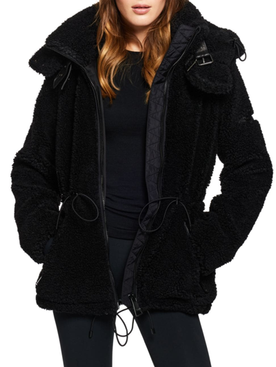 Sam. Women's Sherpa Zip-up Parka In Black