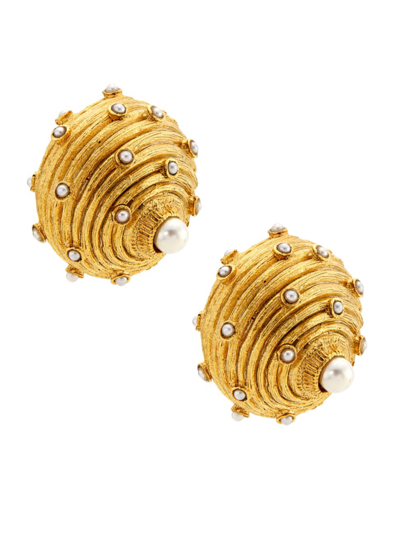 Oscar De La Renta Women's Dotted Shell Goldtone & Imitation Pearl Clip-on Earrings