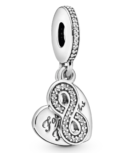 Pandora Cubic Zirconia Forever Friends Heart Dangle Charm In Clear