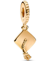 Pandora 14k Gold-plated Unique Metal Blend Graduation Cap Dangle Charm In Gold
