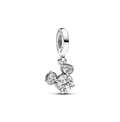 Pandora Disney Cubic Zirconia Mickey Mouse Head Silhouette Dangle Charm In Clear