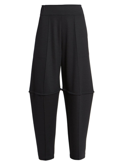 Issey Miyake Women's Wide-leg Wool Jersey Pants In Black