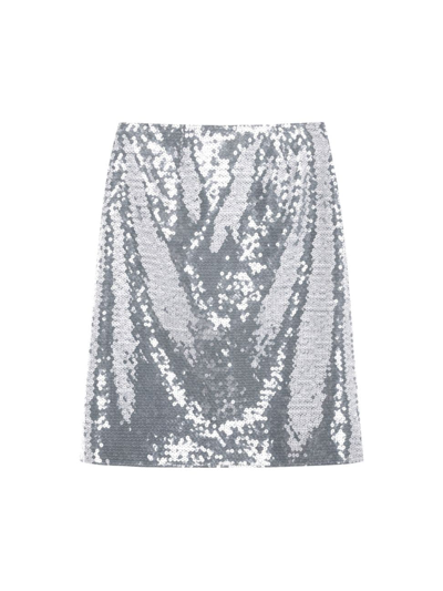 16arlington Wile Sequined Stretch-tulle Midi Skirt In Chrome