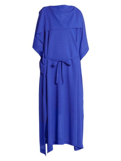 Issey Miyake Women's Square Over Wool-blend Midi-dress In Blue