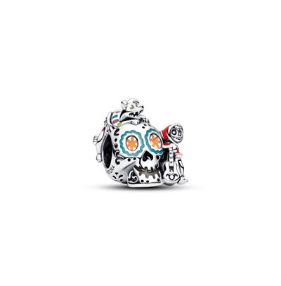 Pandora Disney Sterling Silver Pixar Coco Miguel Dante Skull Glow-in-the-dark Charm In Multicolor