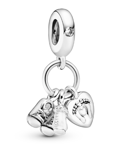 Pandora Cubic Zirconia Baby Bottle And Shoes Dangle Charm In White