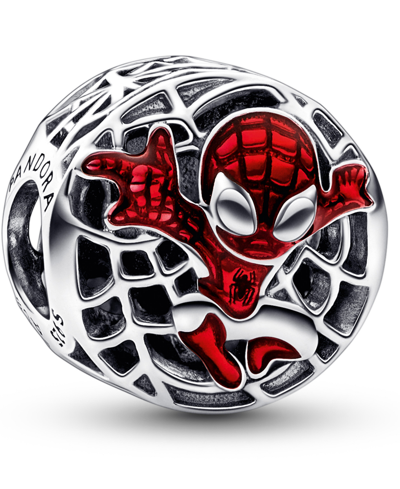 Pandora Sterling Silver Marvel Spider-man Soaring City Charm In Multicolor