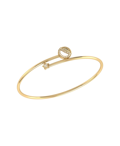 Luvmyjewelry Moon Stages Adjustable Diamond Bangle In 14k Yellow Gold Vermeil On Sterling Silver
