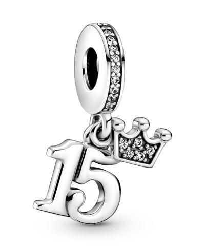 Pandora Cubic Zirconia 15th Birthday Dangle Charm In Clear