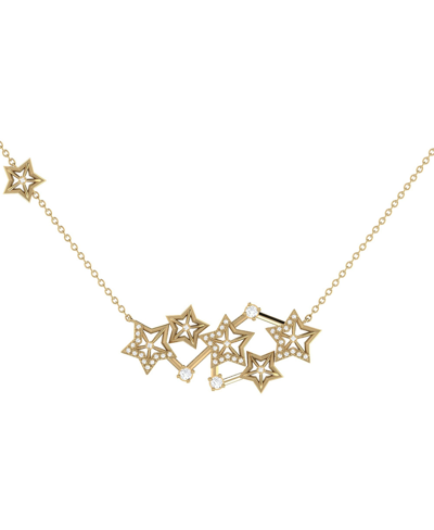 Luvmyjewelry Starburst Constellation Diamond Necklace In 14k Yellow Gold Vermeil On Sterling Silver