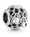 Pandora Sterling Silver Openwork Chain Link Padlock Charm In Silver