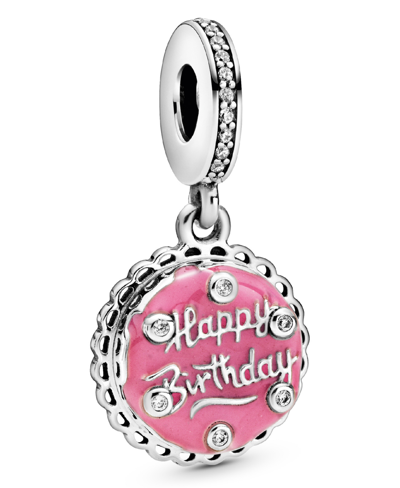 Pandora Cubic Zirconia Pink Birthday Cake Dangle Charm In Multicolor