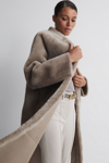 Reiss Orla - Light Grey Reversible Leather Shearling Jacket, Xs