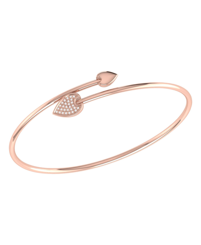 Luvmyjewelry Raindrop Adjustable Diamond Bangle In 14k Rose Gold Vermeil On Sterling Silver In Pink