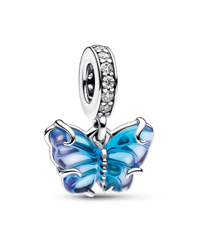 Pandora Cubic Zirconia Blue Murano Glass Butterfly Dangle Charm