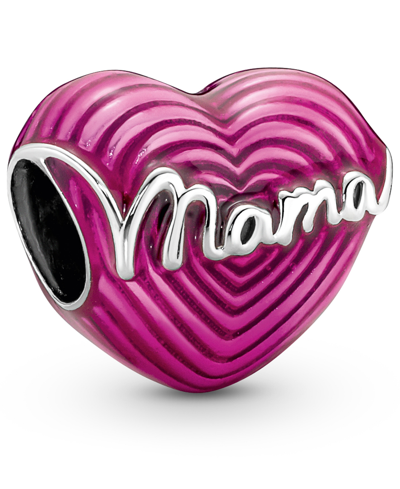 Pandora Sterling Silver Radiating Love Mama Heart Charm In Pink