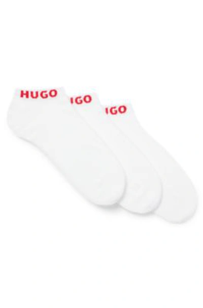 Hugo Boss Three-pack Of Ankle Socks With Logo Cuffs In White