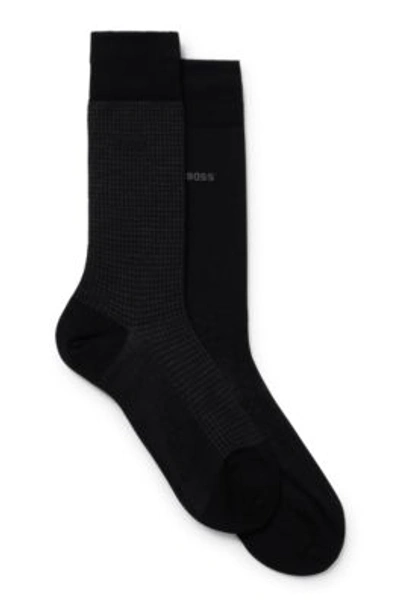 Hugo Boss Two-pack Of Socks In A Cotton Blend In Black