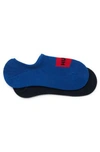 Hugo Two-pack Of Invisible Socks With Woven Logo Patch In Blue