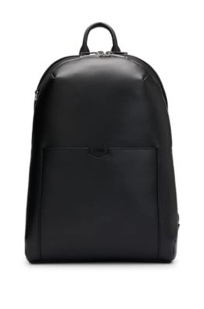 Hugo Boss Leather Backpack With Detachable Inner Pouch In Black