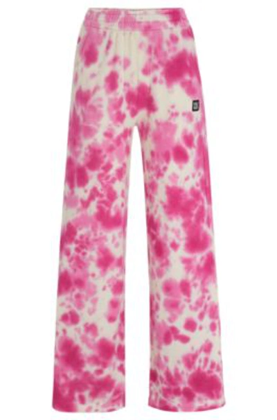 Hugo Straight-leg Tracksuit Bottoms With Seasonal Print In Light Pink