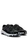 Hugo Boss Lace-up Trainers With Knitted Uppers And Suede Trims In Dark Grey