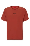 Hugo Stretch-cotton Jersey Pajama T-shirt With Red Logo In Dark Red