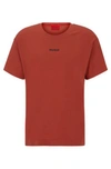Hugo Boss Stretch-cotton Jersey Pajama T-shirt With Red Logo In Dark Red