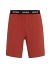 Hugo Boss Stretch-cotton Pajama Shorts With Logo Waistband In Dark Red
