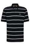 Hugo Boss Relaxed-fit Cotton-piqu Polo Shirt With Horizontal Stripes In Black