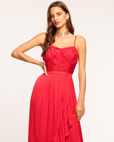 Ramy Brook Braelyn Ruched Maxi Dress In Soiree Red ModeSens