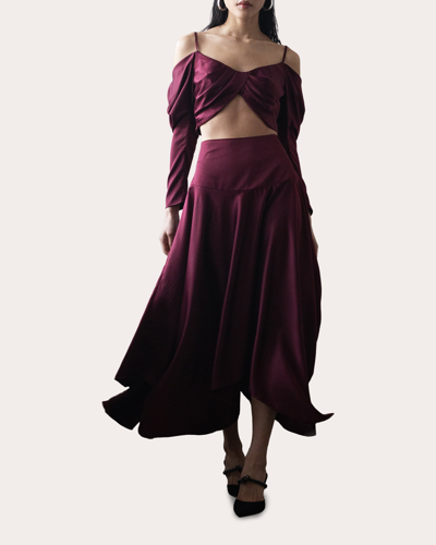Vasiliki Women's Alfie Satin Skirt In Purple