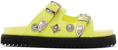Toga Ssense Exclusive Kids Yellow Sandals In Flash Yellow Leather