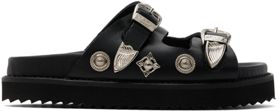 Toga Ssense Exclusive Kids Black Sandals In Black Leather