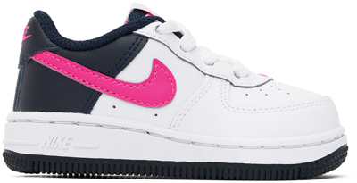 Nike Baby White & Black Force 1 Sneakers In White/fierce Pink