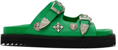 Toga Ssense Exclusive Kids Green Sandals In Green Leather