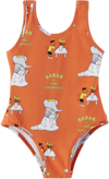 THE ANIMALS OBSERVATORY KIDS ORANGE TROUT ONE-PIECE SWIMSUIT