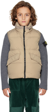 STONE ISLAND JUNIOR KIDS TAUPE CRINKLE REPS R-NY DOWN VEST