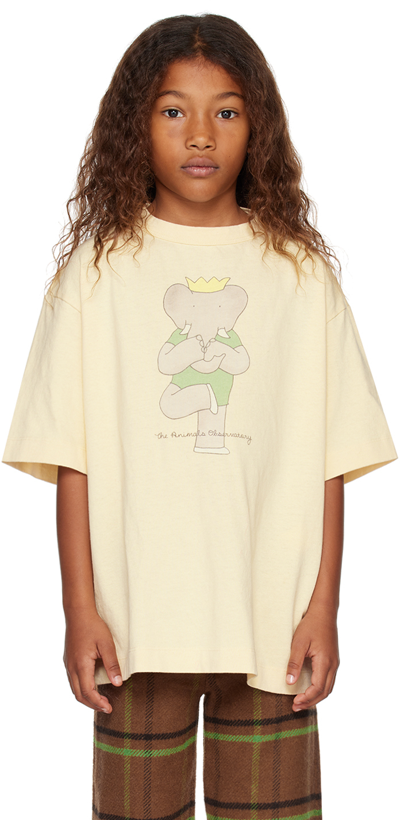 The Animals Observatory Kids Yellow Rooster T-shirt In Cream