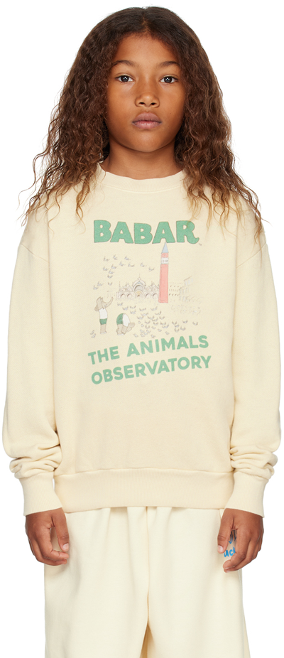 The Animals Observatory Kids Beige Bear Sweatshirt In Cream