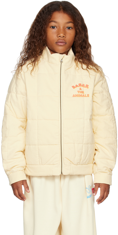 The Animals Observatory Kids Off-white Tiger Jacket In Cream
