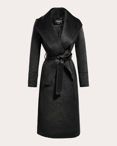 Sentaler Women's Suri Alpaca Shawl Collar Long Wrap Coat In Black