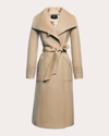 SENTALER WOMEN'S WIDE-COLLAR LONG WRAP COAT