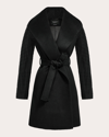 Sentaler Women's Baby Alpaca Ribbed Sleeve Wrap Coat In Black